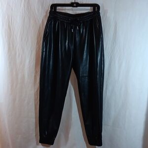 Bagatelle Womens Medium Joggers Black Faux Leather Pants